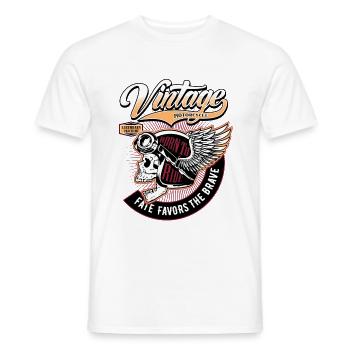 Biker Skull Vintage Motorcycles - Männer T-Shirt - Weiß - Vorne - AI Model Male 178 dark (178cm)