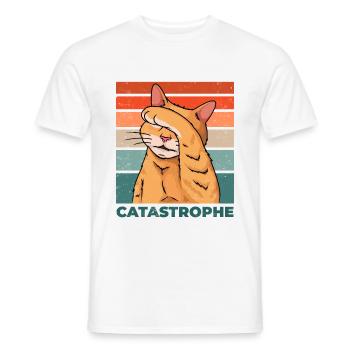 Katze Catastrophe Katastrophe Lustig Spruch - Männer T-Shirt - Weiß - Vorne - AI Model Male 178 dark (178cm)