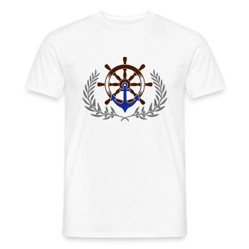 Anker Steuerrad Lorbeer - Männer T-Shirt - Weiß - Vorne - AI Model Male 178 dark (178cm)