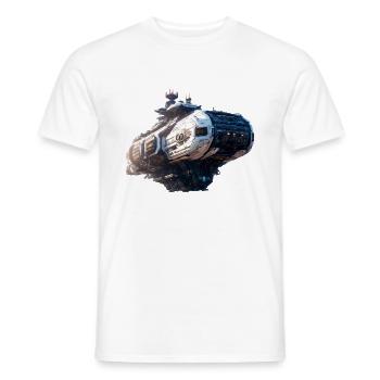 Cyberpunk Spaceship - Men's T-Shirt - white - Front - AI Model Male 178 dark (178cm)