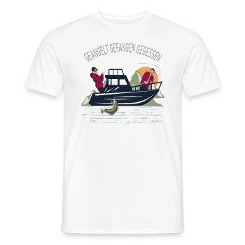 Angler Geangelt gefangen Gegessen Slogan - Männer T-Shirt - Weiß - Vorne - AI Model Male 178 dark (178cm)