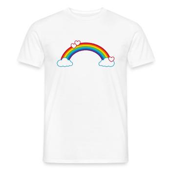 Rainbow Love Hearts Clouds Happily In Love - Men's T-Shirt - white - Front - AI Model Male 178 dark (178cm)