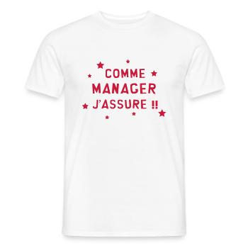 Patron / Chef / Manager / Société / Patronne - T-shirt homme - blanc - Devant - AI Model Male 178 dark (178cm)