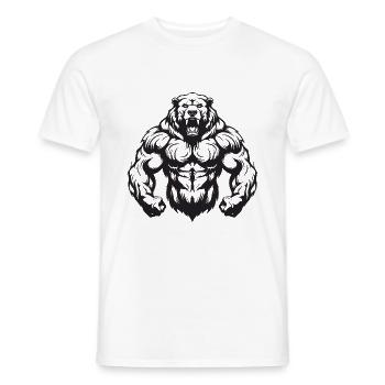 Musculation des muscles de l’ours grizzly - T-shirt homme - blanc - Devant - AI Model Male 178 dark (178cm)