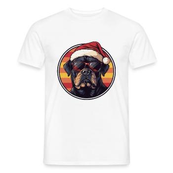 Bullmastiff Dog Christmas Cool - Men's T-Shirt - white - Front - AI Model Male 178 dark (178cm)