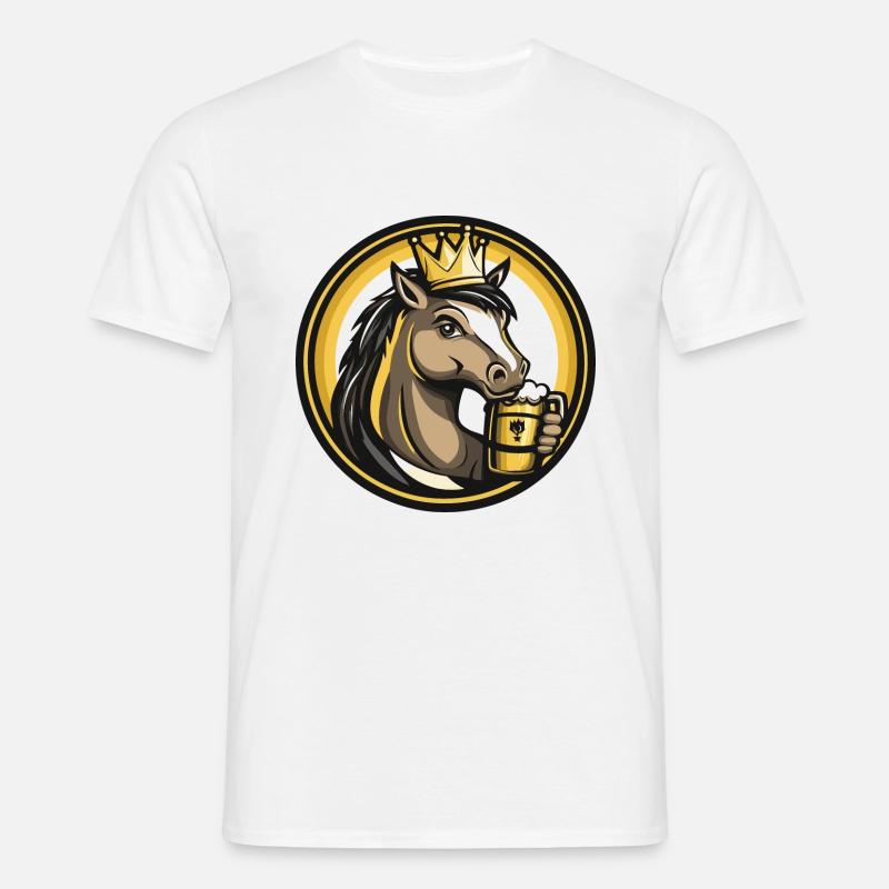 Pferd Bier Comic - Männer T-Shirt - Weiß