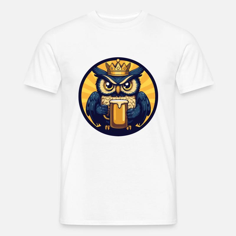 Eule Bier Comic - Männer T-Shirt - Weiß