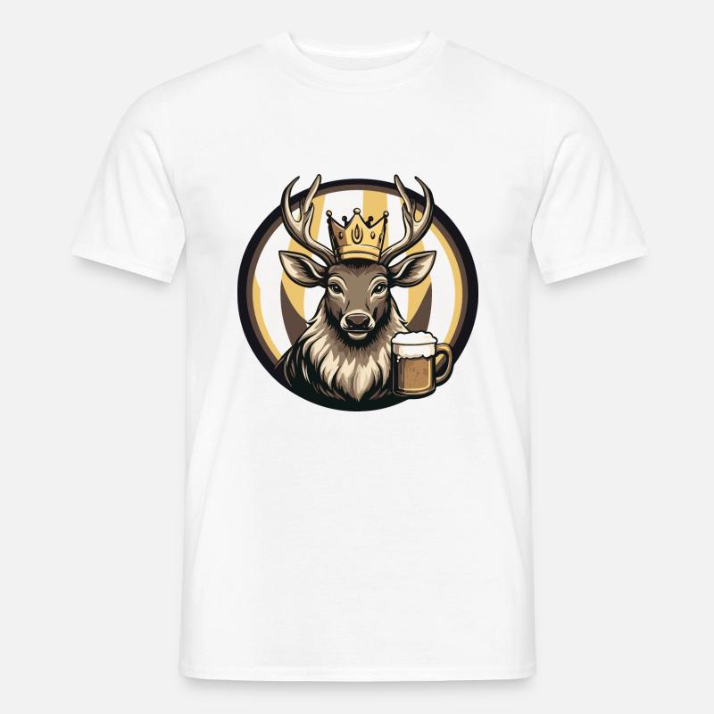 Hirsch Bier Comic - Männer T-Shirt - Weiß