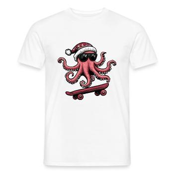 Octopus Christmas Funny - Men's T-Shirt - white - Front - AI Model Male 178 dark (178cm)
