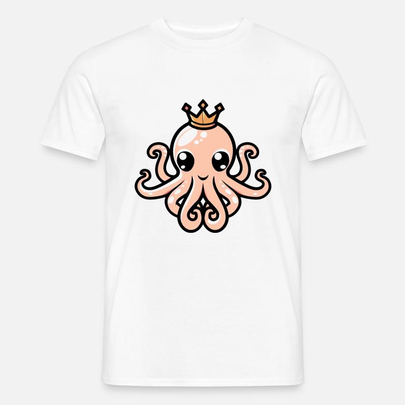 Oktopus Comic Krone - Männer T-Shirt - Weiß