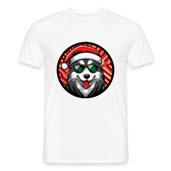 Husky chien Noël cool - T-shirt homme - blanc - Devant - AI Model Male 178 dark (178cm)
