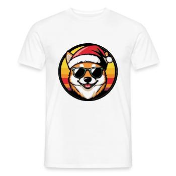 Shiba Inu Chien Noël Cool - T-shirt homme - blanc - Devant - AI Model Male 178 dark (178cm)