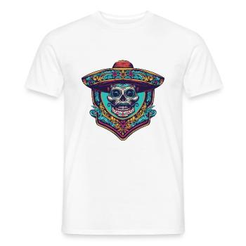 Mexican Skull Sombrero - Men's T-Shirt - white - Front - AI Model Male 178 dark (178cm)