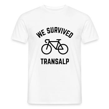 We Survived Transalp (Alps / Racing Bike) - Men's T-Shirt - white - Front - AI Model Male 178 dark (178cm)