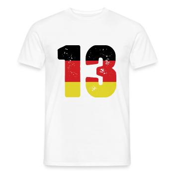13 Numéro Jersey Allemagne - T-shirt homme - blanc - Devant - AI Model Male 178 dark (178cm)