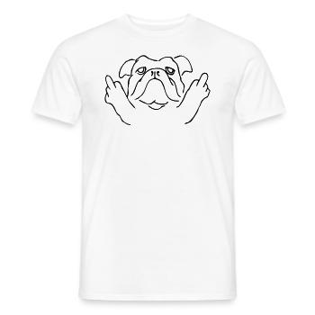 Lustige Bulldogge Zeigt Stinkefinger Geschenk - Männer T-Shirt - Weiß - Vorne - AI Model Male 178 dark (178cm)