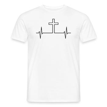 Croix chrétienne coeur battement de cœur cadeau - T-shirt homme - blanc - Devant - AI Model Male 178 dark (178cm)