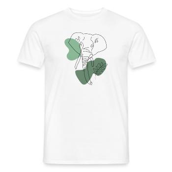 Elephant One Line Art Abstract Art Gift - Men's T-Shirt - white - Front - AI Model Male 178 dark (178cm)