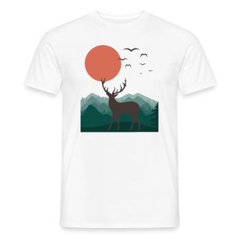 Mountains Landscape Nature Deer Deer Moose Gift - Men's T-Shirt - white - Front - AI Model Male 178 dark (178cm)
