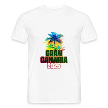 Gran Canaria 2025 Colorful Palm Trees - Men's T-Shirt - white - Front - AI Model Male 178 dark (178cm)