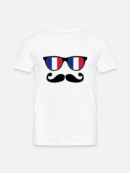 french mustache glasses nerd - like a sir - T-shirt homme - blanc