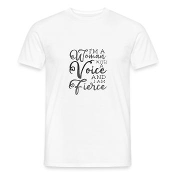 Feministin schenkt Frau mit Stimme heftigen Feminismus - Männer T-Shirt - Weiß - Vorne - AI Model Male 178 dark (178cm)