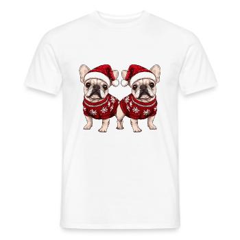Equipe de Noël du Chien Buldog Français - T-shirt homme - blanc - Devant - AI Model Male 178 dark (178cm)