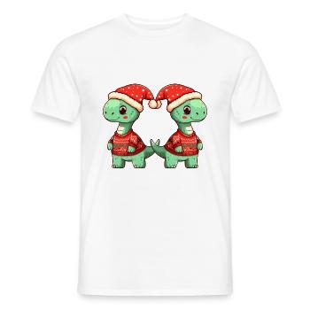 Équipe de Noël du brontosaure dinosaure - T-shirt homme - blanc - Devant - AI Model Male 178 dark (178cm)
