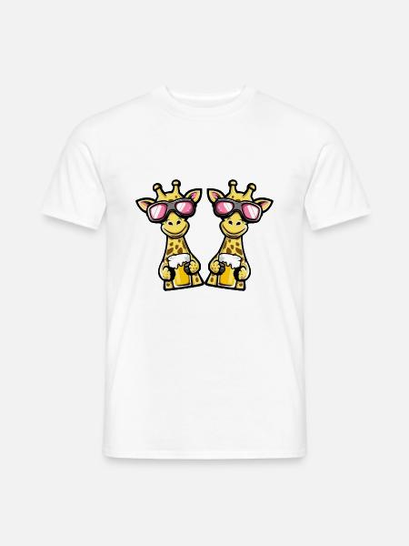 Giraffe Ski Team Bier - Männer T-Shirt - Weiß
