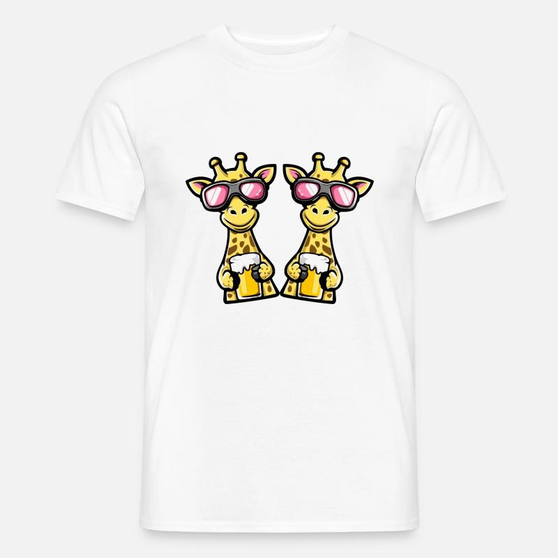 Giraffe Ski Team Bier - Männer T-Shirt - Weiß