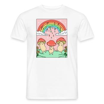 Happy Mushrooms - Men's T-Shirt - white - Front - AI Model Male 178 dark (178cm)