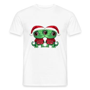 L’équipe de Noël Caméléon - T-shirt homme - blanc - Devant - AI Model Male 178 dark (178cm)