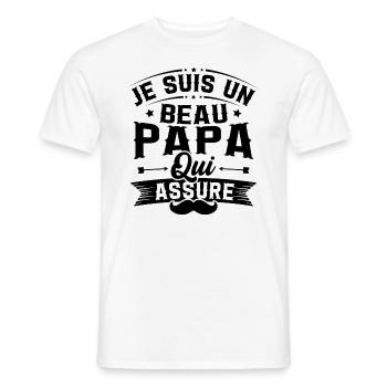 Je suis un Beau papa qui assure cadeau beau-papa - T-shirt homme - blanc - Devant - AI Model Male 178 dark (178cm)