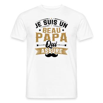 Je suis un Beau papa qui assure cadeau beau-papa - T-shirt homme - blanc - Devant - AI Model Male 178 dark (178cm)