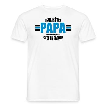 je vais être papa et devinez quoi c'est un garçon - T-shirt homme - blanc - Devant - AI Model Male 178 dark (178cm)