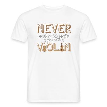 Cadeau d'instrument de musique violon fille violon - T-shirt homme - blanc - Devant - AI Model Male 178 dark (178cm)