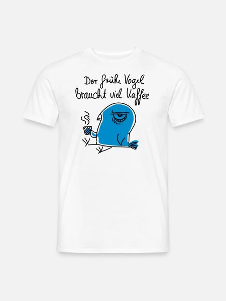 Der frühe Vogel braucht viel Kaffee - Männer T-Shirt - Weiß