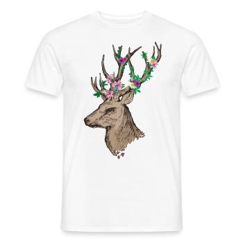 Deer with flowers - Men's T-Shirt - white - Front - AI Model Male 178 dark (178cm)