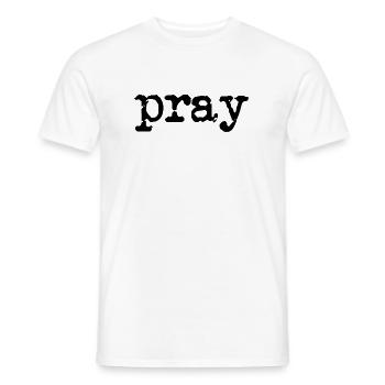 pray typewriter black - Men's T-Shirt - white - Front - AI Model Male 178 dark (178cm)