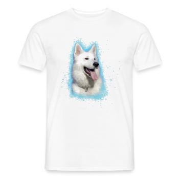 Berger Blanc Suisse,shepherd,dog,graffiti,pink - Men's T-Shirt - white - Front - AI Model Male 178 dark (178cm)
