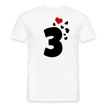 3 Herzen 3. Geburtstag - Männer T-Shirt - Weiß - Vorne - AI Model Male 178 dark (178cm)