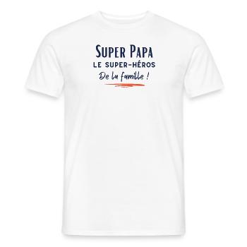 Super papa le super héros de la famille - T-shirt homme - blanc - Devant - AI Model Male 178 dark (178cm)