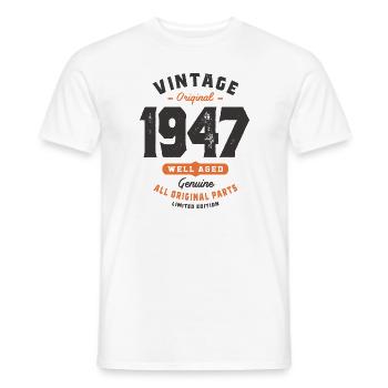Vintage Original 1947 - 76 Birthday - Men's T-Shirt - white - Front - AI Model Male 178 dark (178cm)