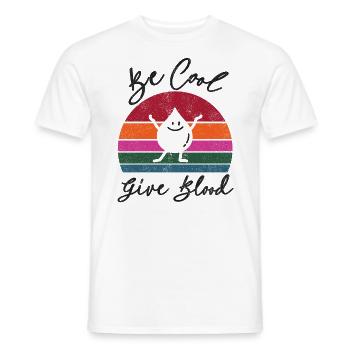Be cool, give Blood! With Retro Sunset - Männer T-Shirt - Weiß - Vorne - AI Model Male 178 dark (178cm)