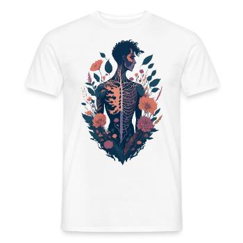 Skeleton and Flowers, Anatomy - Men's T-Shirt - white - Front - AI Model Male 178 dark (178cm)