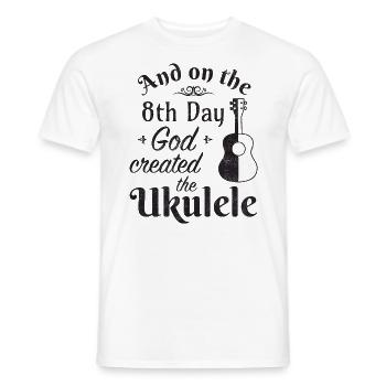 Et le 8ème jour, Dieu a créé le ukulélé - T-shirt homme - blanc - Devant - AI Model Male 178 dark (178cm)
