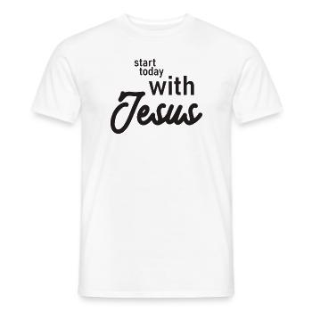 Start Today With Jesus - Men's T-Shirt - white - Front - AI Model Male 178 dark (178cm)