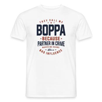 Boppa Because Partner in Crime Design - Men's T-Shirt - white - Front - AI Model Male 178 dark (178cm)