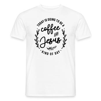 Coffee and Jesus Kind Of Day Christian Quote - Men's T-Shirt - white - Front - AI Model Male 178 dark (178cm)