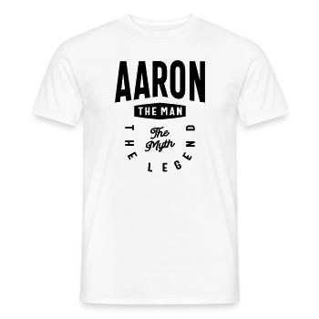 Aaron The Man The Myth The Legend Name Aaron - Men's T-Shirt - white - Front - AI Model Male 178 dark (178cm)